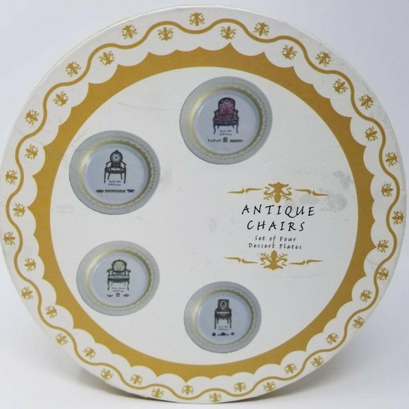 Porcelain Treasures Dessert Plates Antique Chairs - Picture 12 of 12